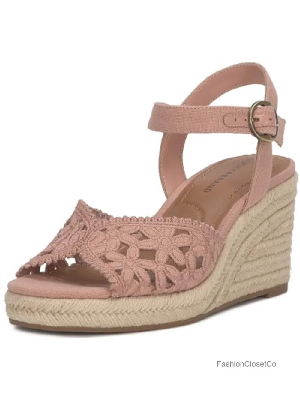 Jute Wrap Espadrille Wedge Sandals with Floral Embroidery